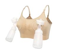 LEAPOVER Women Hands Free Breast Pump Breast Feeding Pump Pumping Bra Maternity Adjustable Nursing Bra (Skin M)