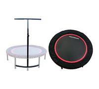 LEAPS & REBOUNDS 40" Adjustable Stability Bar Attachment with 40" Mini Fitness Trampoline and Home Gym Rebounder for Cardio Exercises, Red