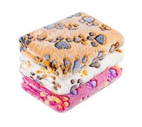LeapSheep Dog Blankets Washable for Small Medium Large Dogs, Pack of 3 Puppy Blankets, Cozy Soft Dog blankets Warm Pet Sleeping Blanket for Sofa and Bed (Paws, M)