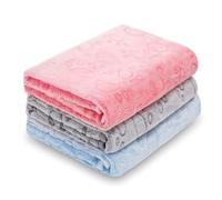 LeapSheep Dog Blankets Washable for Small Medium Large Dogs, Pack of 3 Puppy Blankets, Cozy Soft Dog blankets Warm Pet Sleeping Blanket for Sofa and Bed (Light Paws, M)