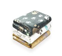 LeapSheep Dog Blankets Washable Thick Fleece Pet Blankets for Dogs Comfortable Warm Dog Blanket Large Washable Dog Blanket for Small Medium Large Pets (Big Paws, S)