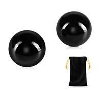 Learay 2PCS Black Obsidian Baoding Balls, Chinese Health Exercise Massage Balls with Carry Pouch for Stress Relief Hand Exercise Balls (Black/1.57 inch)