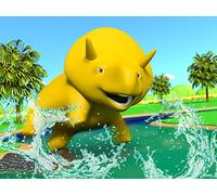 Learn colors and shapes : Dino rides a Balloon / Dino walks by the River