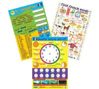 Learn French 3 School Poster/Chart Set - Calendar & Numbers, Tell the Time & First French Words
