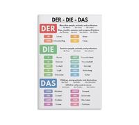 Learn German Articles Chart, Der Die Das Grammar Guide Canvas Poster for Language Study Decor(Framed,08x12inch(20x30cm))