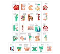 Learn Letter Sounds Flash Cards, 26 Alphabet Flash Cards, Embedded Pictograph Mnemonic, Alphabet Cards For Toddler Learning Activities, Alphabet Teaching Tool for Early Learning