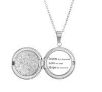 Learn Live Hope Quote Art Deco Fashion Locket Necklace Hold Picture Jewelry Birthday Gift