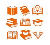Learn Read Study Books Knowledge Office Wall Decals 72x77.5cm Waterproof Orange