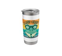 Learn to Adapt Reading Chameleon Wisdom Reptile Lover Animal Stainless Steel Insulated Tumbler