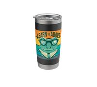 Learn to Adapt Reading Chameleon Wisdom Reptile Lover Animal Stainless Steel Insulated Tumbler