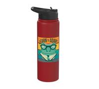 Learn to Adapt Reading Chameleon Wisdom Reptile Lover Animal Stainless Steel Insulated Water Bottle