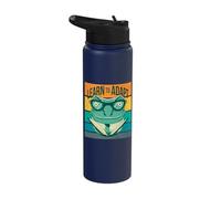Learn to Adapt Reading Chameleon Wisdom Reptile Lover Animal Stainless Steel Insulated Water Bottle