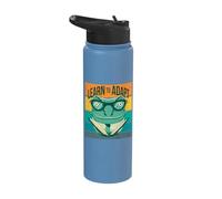 Learn to Adapt Reading Chameleon Wisdom Reptile Lover Animal Stainless Steel Insulated Water Bottle
