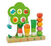 Vilac - 2469 -Wooden Toy I Learn To Count Vegetables Multi-color, Nature, Plant, Bird, Vegetable, Fruit Theme