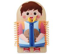 Learn to Dress Boards, Educational Shoe Tying Practice for Kids Learn to Button, Buckle, Zip, Snap, Multilayered Montessori Toys for Preschool Toddler 3-8 Years Old, Boy #·