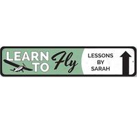 Learn to Fly Sign, Personalized Flying Lessons By Custom Pilot Metal Wall Decor