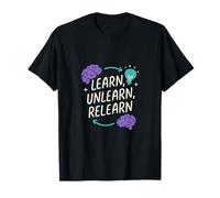 Learn Unlearn Relearn Brain Lightbulb Graphic T-Shirt