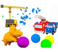 Learn vehicles and forms : Balls and Trampoline / The Demolition Crane