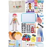 Learn2M Pretend Play Teacher Set for Kids School Supplies with Whiteboard, Human Body Puzzle, Social Emotional Learning Game,Educational Posters,Teaching Stuff Pretend School Play Set