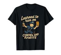 Learned to Run on Coffee and Donuts Police Design T-Shirt