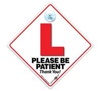 Learner Driver Car Sign - L Plate Suction Cup Sign, Red & White 14cm