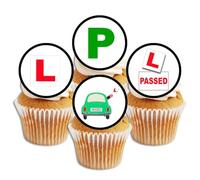 Learner Driver Edible Cupcake Toppers - Passed Driving Test Celebration Decorations for New Drivers - 24 x 4cm/1.5 Inch PRECUT