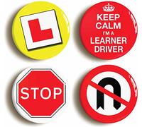 LEARNER DRIVER FUNNY BADGE BUTTON PIN SET (Size is 1inch/25mm diameter)