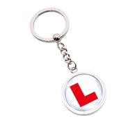 Learner Plate Design Silver Keyring and Personalised with a Short Engraved Message