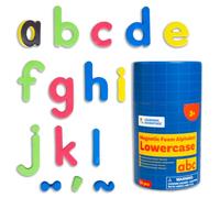 LEARNING ADVANTAGE Lowercase Magnetic Letters | Set of 52 Foam Lowercase Alphabet Letter Magnets a-z | 6 Accents | Vowels in Yellow