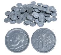 LEARNING ADVANTAGE Play Dimes - Set of 100 Plastic Coins - Designed and Sized Like Real US Currency - Teach Money Math With This Pretend Play Resource