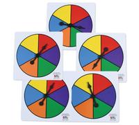 LEARNING ADVANTAGE Six-Color Spinners - Set of 5 - Game Spinner - Write On/Wipe Off Surface for Multiple Uses