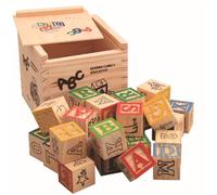 Learning Block Set - Stacking Symbol Cubes, Printed Sorting Tiles | Interactive Wooden Toys with Figures for Kids Development Games, Activities, Boys Girls Cognitive Practice