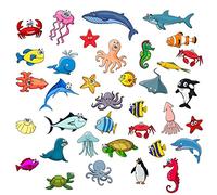 Learning Children Sealife Fishes Bathroom Wall Stickers Kids Decals Graphics Decoration Cartoon Octopus Games 34pcs