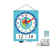 Learning Clock - Dry Erase Telling Time Teaching for Kids, Double-Sided Writable Time Practice Tool for Homeschool Classroom and Home Use, Educational Clock Toy for Preschool Kindergarten Early