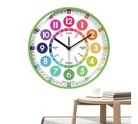 Learning Clock - Educational Kids Silent Wall Clock, Telling Time Analog Clocks, Battery Operated Teaching For Kids, Classroom, Home Learning, Teaching Tool, Kid Room Decor