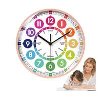Learning Clock for Kids, 10 Inch Non-ticking Learn to Tell Time Clock, Silent Battery Operated Educational Time Teaching Wall Clock for Kids, Colorful Decorative Wall Clock for Children Bedroom Clas