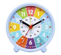 Learning Clock for Kids Featuring Silent Movement and Color Coded Time Sections Including 24 Hour Ring for Educational Settings (Early School Blue)
