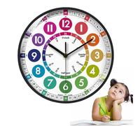 Learning Clock - Kids Learning Clock, NonTicking Analog Learn To Tell Time, Battery Operated Silent Wall Clocks | 10 Inch, Colorful Educational Decor For Bedroom Study Classroom