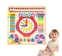 Learning Clock, Owl Calendar Clock Toy, Children Wooden Clock, Toys Time Calendar, Weather Cognition Learning Board, Kids Education Toy