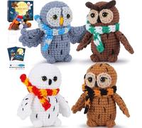 Learning Crochet Kit For Beginners With Video Tutorials Starter Crochet Animal Kit Owls Knitting Kit Complete Crochet Learn To Crochet Starter Kit Animal Set Beginners Knitting Learning Kits 4pcs