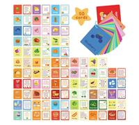 Learning Flash Cards | 50 Pieces Educational Food Cards - Double Sided Activity Tools For Kids, Baby, Toddler, Boy, Girl, Preschool, Homeschool, Classroom, Study Games, Early Childhood Teaching Aids
