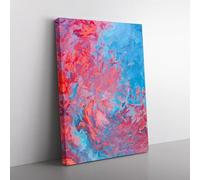 Learning From The Sea Abstract Blue, Purple, Pink Canvas Wall Art Print Ready to Hang, Framed Picture for Living Room Bedroom Home Office Décor, 76x50 cm (30x20 Inch)