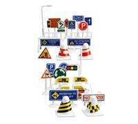Learning Game - Street Sign Educational Set, Portable Traffic Light Toy, Classroom Teaching Aid, Road Safety Model, School Home Holiday Activity, Twenty Eight Piece Kit, Realistic Driving Simulation