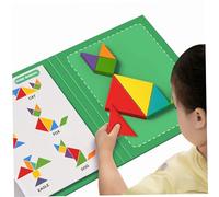 Learning Games Wooden Magnetic Tangram Puzzle Book with 96 Challenges Blocks Tangrams for Kids Adult Challenge Educational Toy Gift, On the Go Toys for Kids, Boys, Girls Learning Games