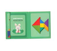 Learning Games Wooden Magnetic Tangram Puzzle Book with 96 Challenges Blocks Tangrams for Kids Adult Challenge Educational Toy, On the Go Toys for Kids, Boys, Girls