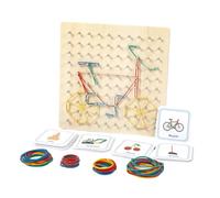 Learning Geoboard - Cognitive Pattern Building System, Rubber Band Shape Board, Wooden Peg Grid Design, Visual Thinking Toy | Perfect For Early Education montessorise Math Skill Growth Use