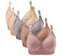 Learning Girl 3 Years Steel Ring Laceless Thin Underwear Breathable Comfortable Large Size Buckle Brater Bra Women Deep V Neck Vest Leggings Winter Pregnancy, khaki, M