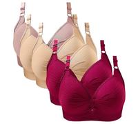 Learning Girl 3 Years Steel Ring Laceless Thin Underwear Breathable Comfortable Large Size Buckle Brater Bra Women Deep V Neck Vest Leggings Winter Pregnancy, Pink, XXXL/46