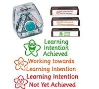 Learning Intention - Achieved, Working Towards, Not Yet Achieved Xstamper 3-in-1 Twist Stamp. Teacher Stamp Sets for Marking, Assessment and Feedback. 10,000 Impressions. Reinkable.