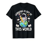 Learning is Out of This World Astronaut School Classroom Value Graphic T-Shirt, Men, Black, S